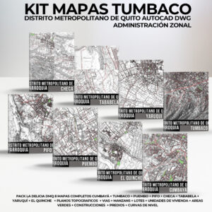 ADMINISTRACIÓN ZONAL TUMBACO 8 PACKS DE MAPAS PREDIALES PARROQUIALES + CURVAS DE NIVEL